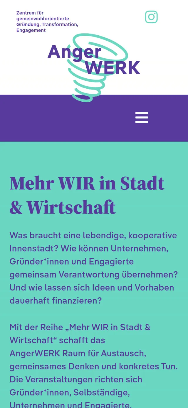 AngerWERK, mobiler Seitenausschnitt