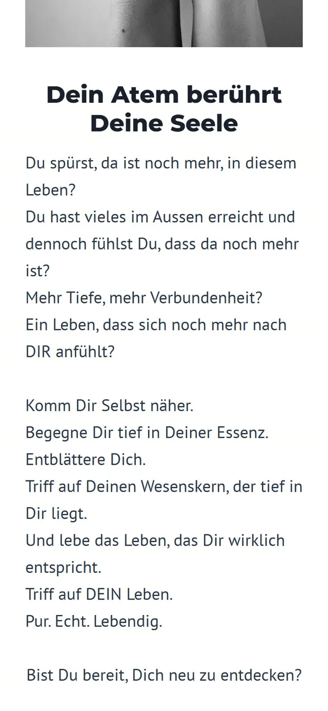 ReConnect Breathwork, Smartphone-Ansicht