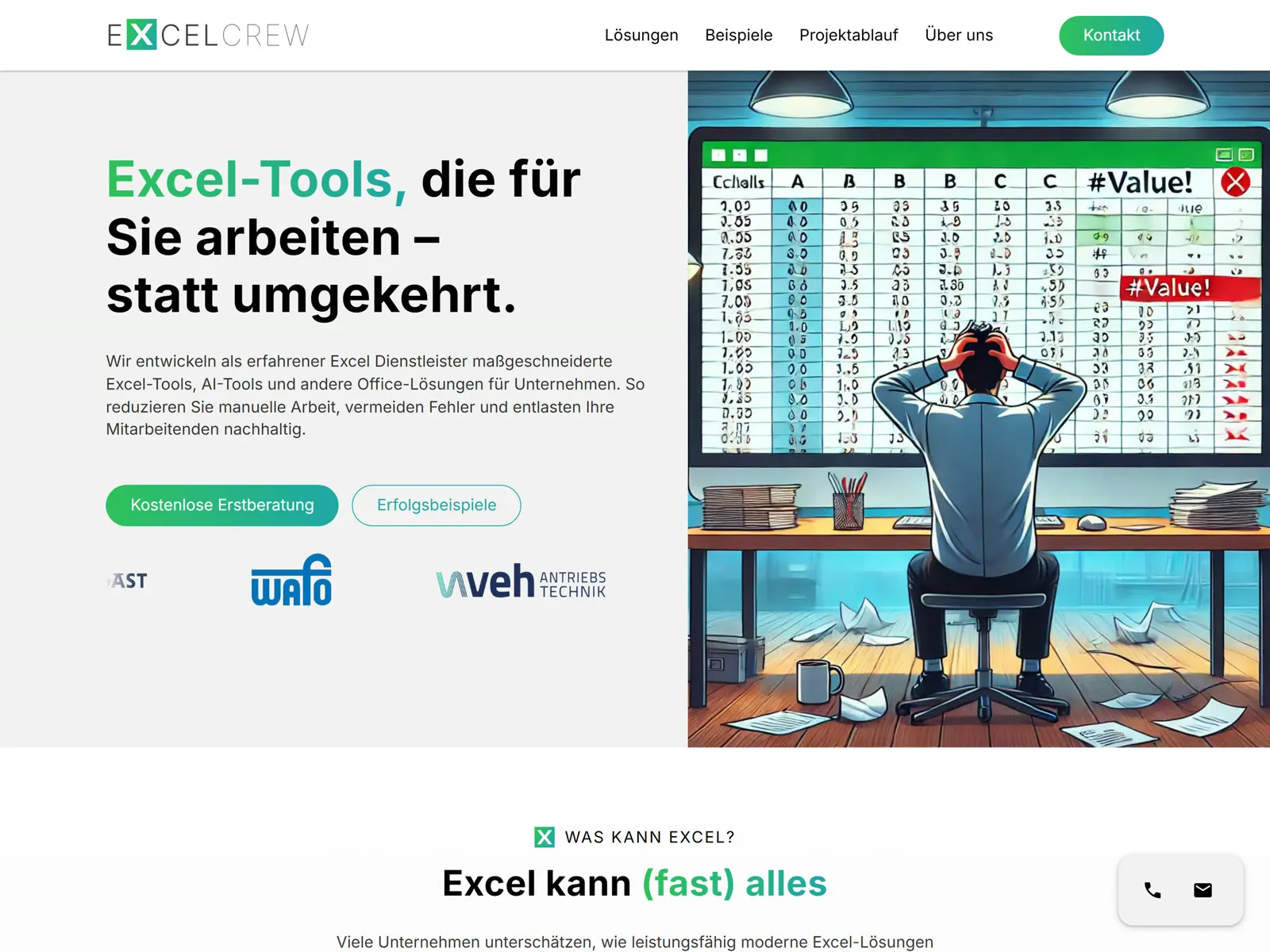 Website-Vorschau Excel Crew