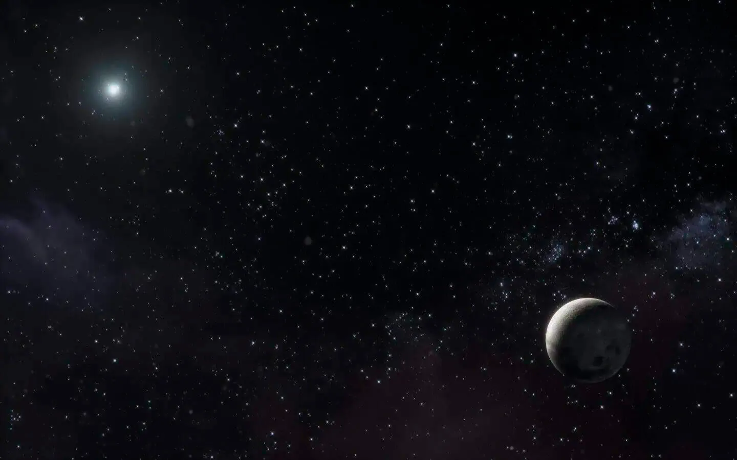Heller Stern und Planet im Weltraum