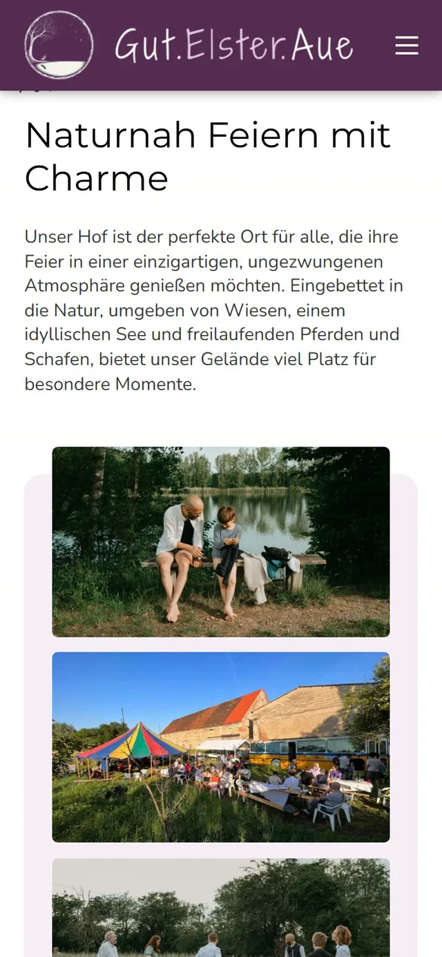 Gut Elsteraue, Smartphone-Ansicht