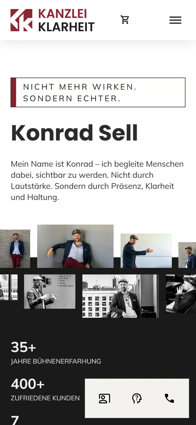 Kanzlei Klarheit, mobiler Seitenausschnitt