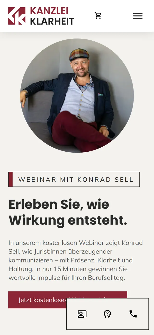 Kanzlei Klarheit, Smartphone-Ansicht