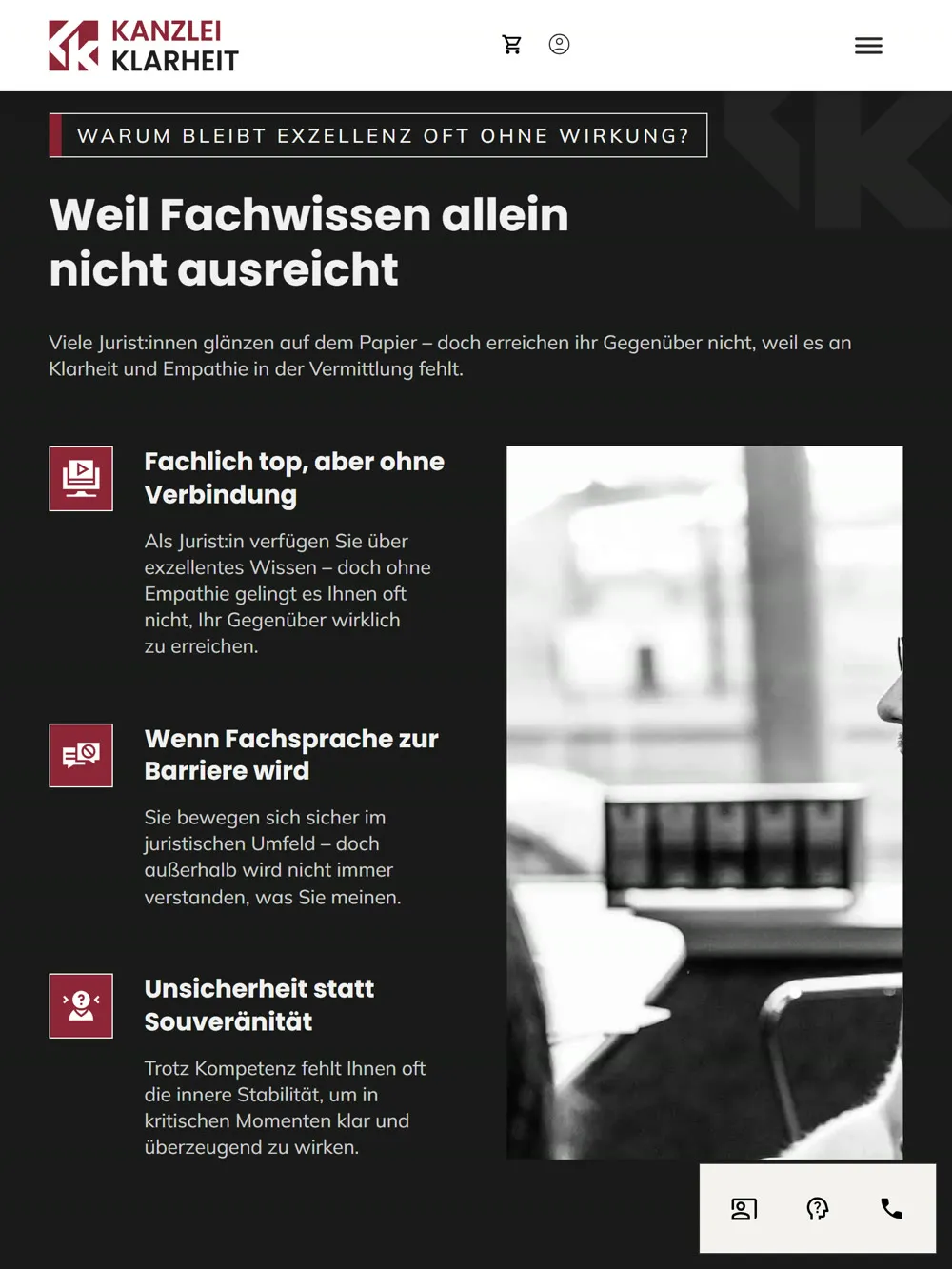 Kanzlei Klarheit, Tablet-Ansicht
