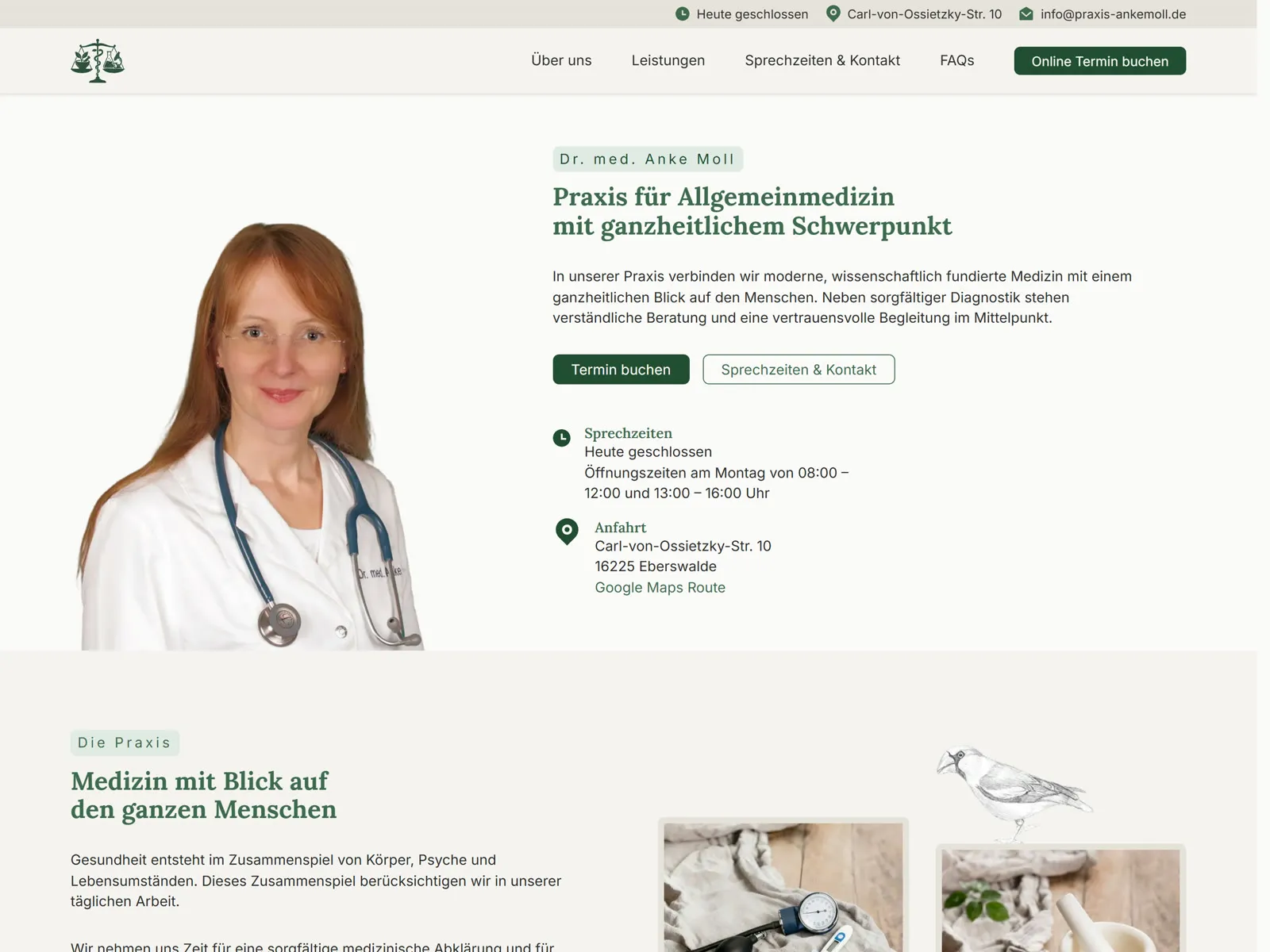 Website-Vorschau Praxis Dr. med. Anke Moll