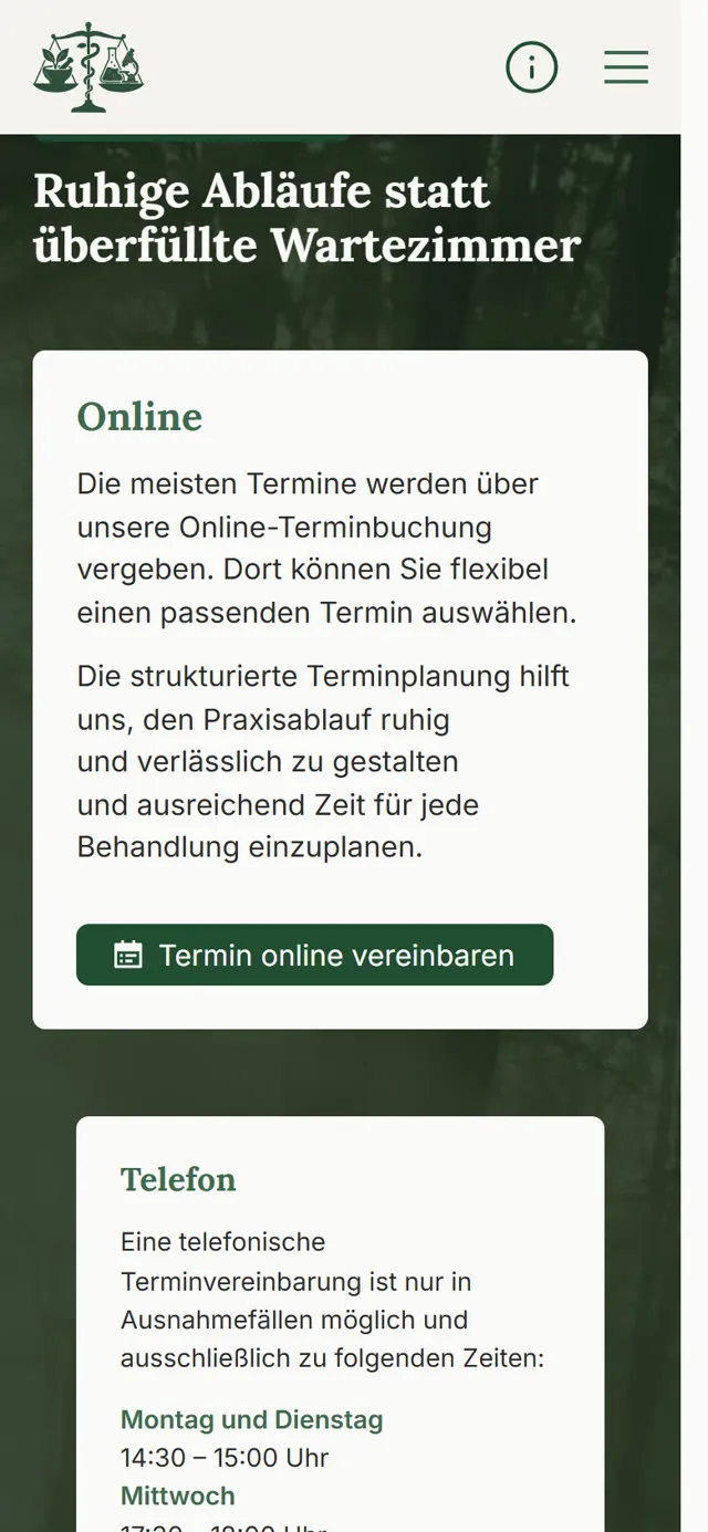 Praxis Dr. med. Anke Moll, Smartphone-Ansicht