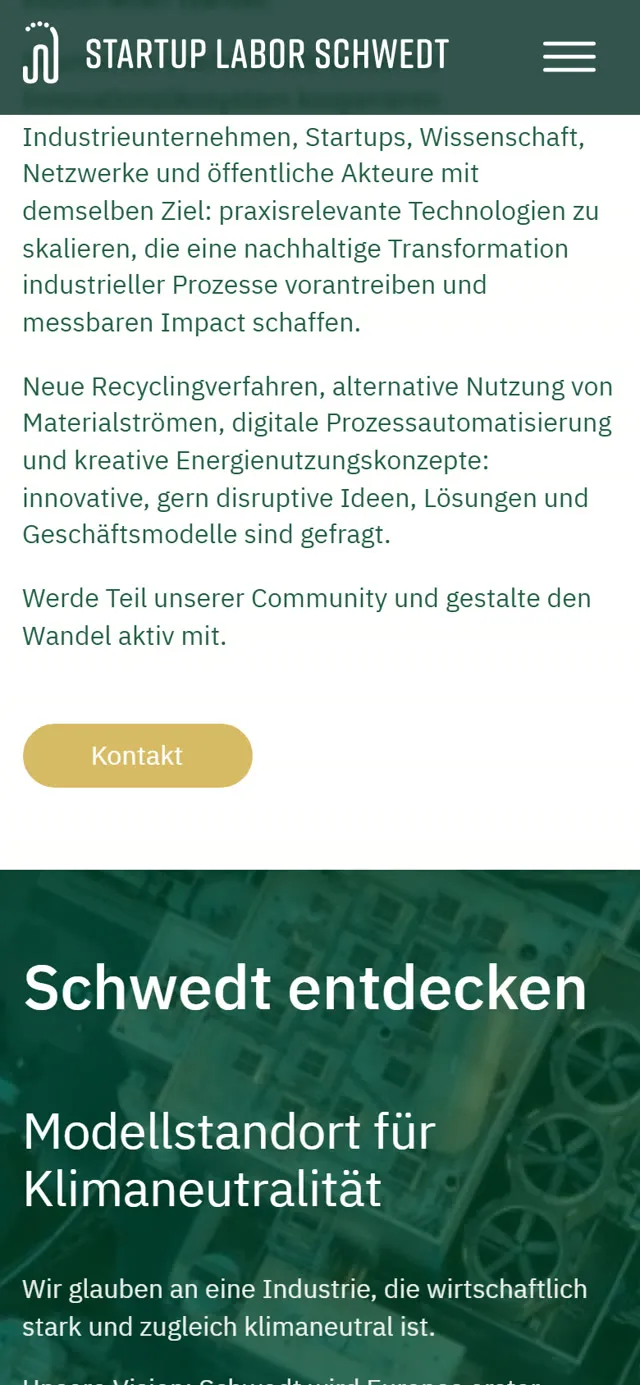 Startup Labor Schwedt, mobiler Seitenausschnitt